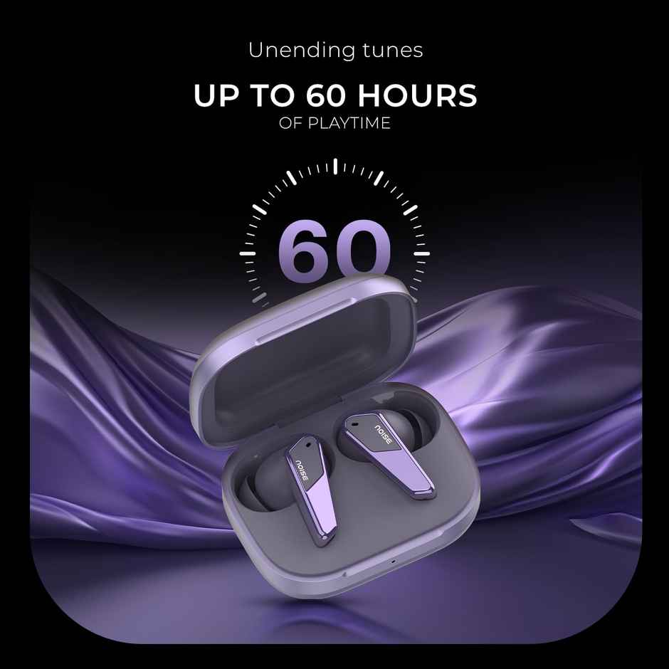 Noise N1 Pro TWS Earbuds with Metallic Finish, ANC(Upto 30Db), 60H of Playtime, Dual Pairing, Instacharge, BT V5.3 - Chrome Purple