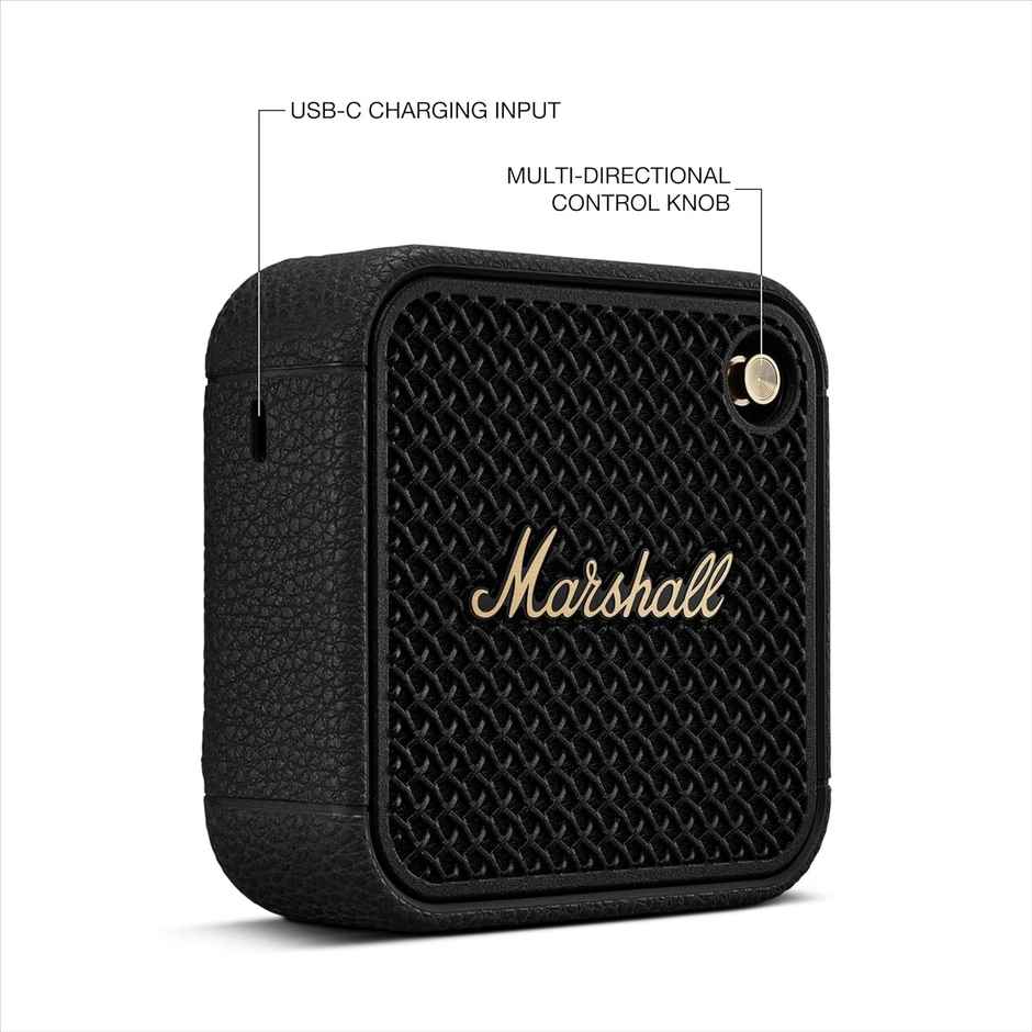 Marshall Willen II Portable Bluetooth Speaker - 17+ Hours Playtime, Dust & Waterproof - Black & Brass