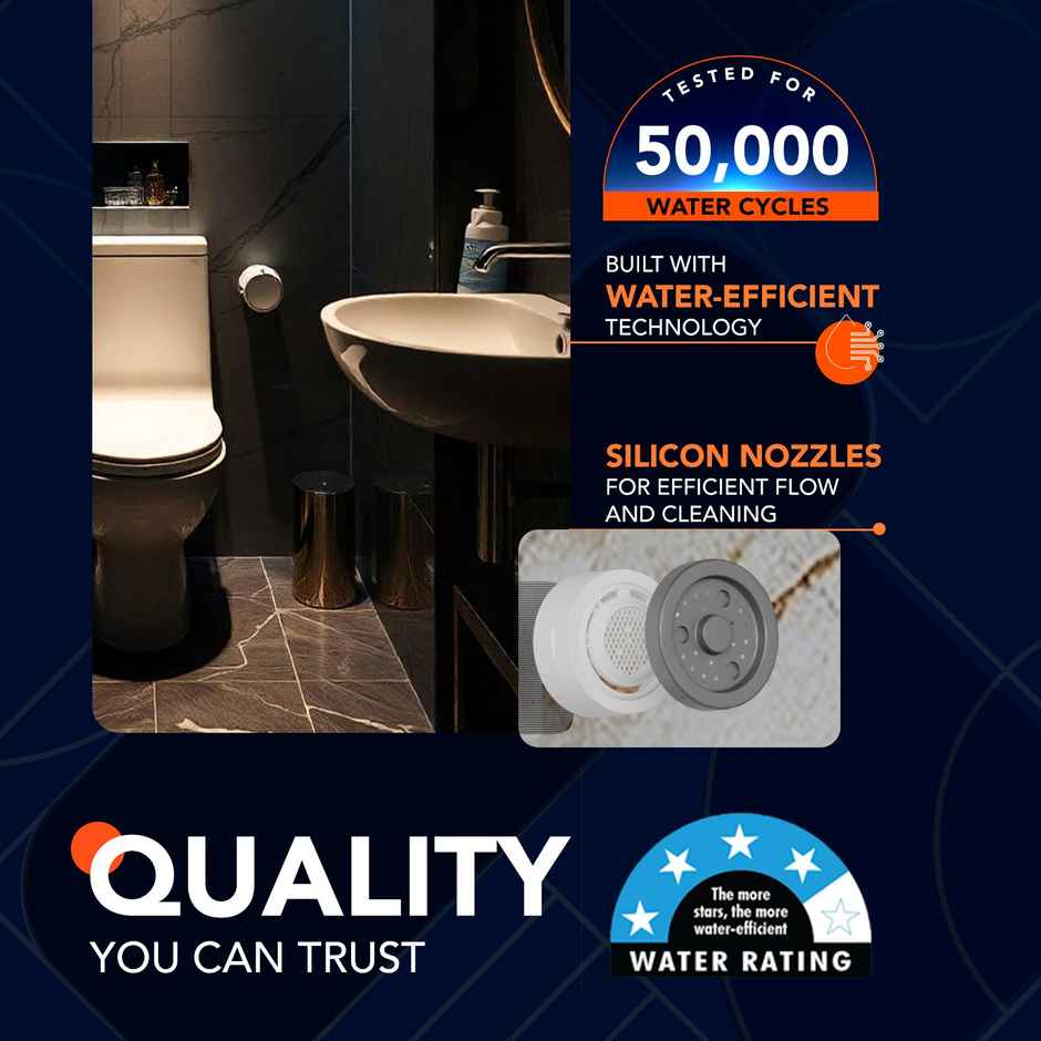 Lorazzo Quad Health Faucet | Stainless Steel | Chrome | 1 meter Hose pipe | Wall Hook