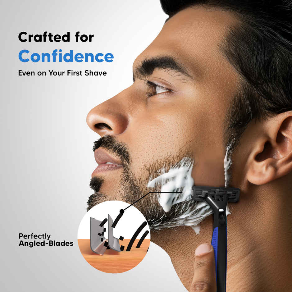 LetsShave Pro 2 Plus Disposable Razor for Men | Twin Blade Shaving Razor with Lubra Strip
