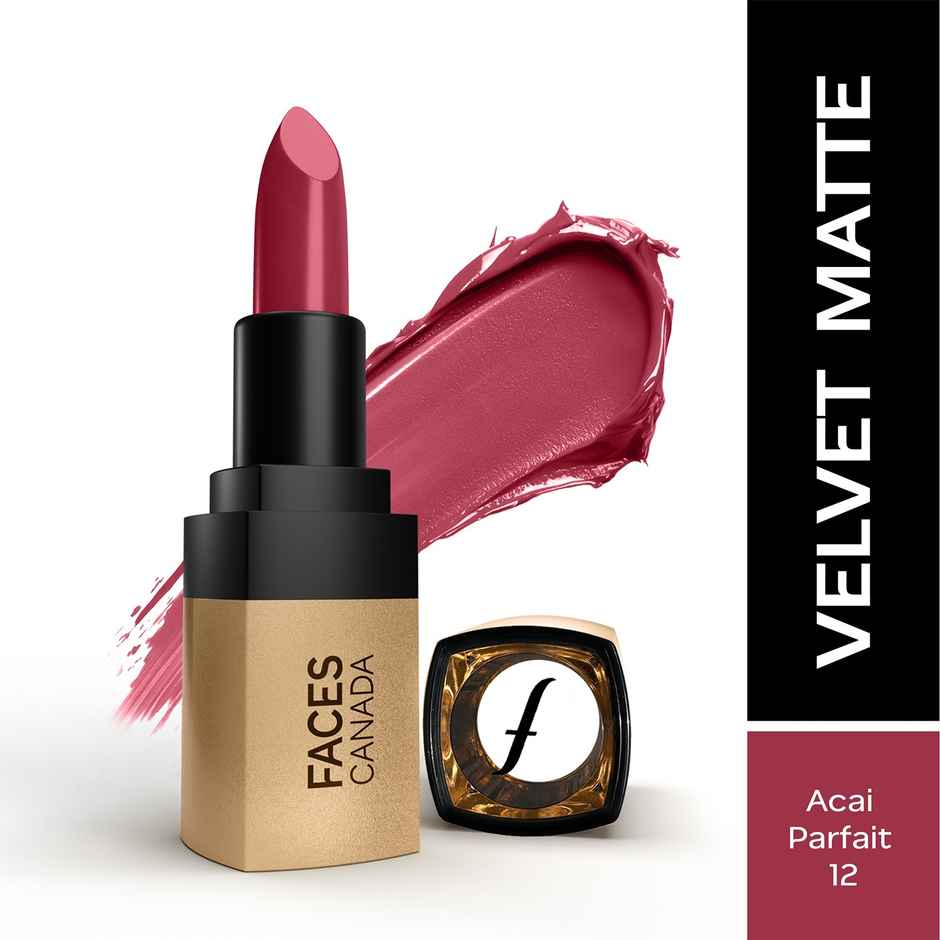 Faces Canada Comfy Matte Velvet Touch Lipstick - Acai Parfait 12, 4.2 g | 8Hr Stay | Intense Color