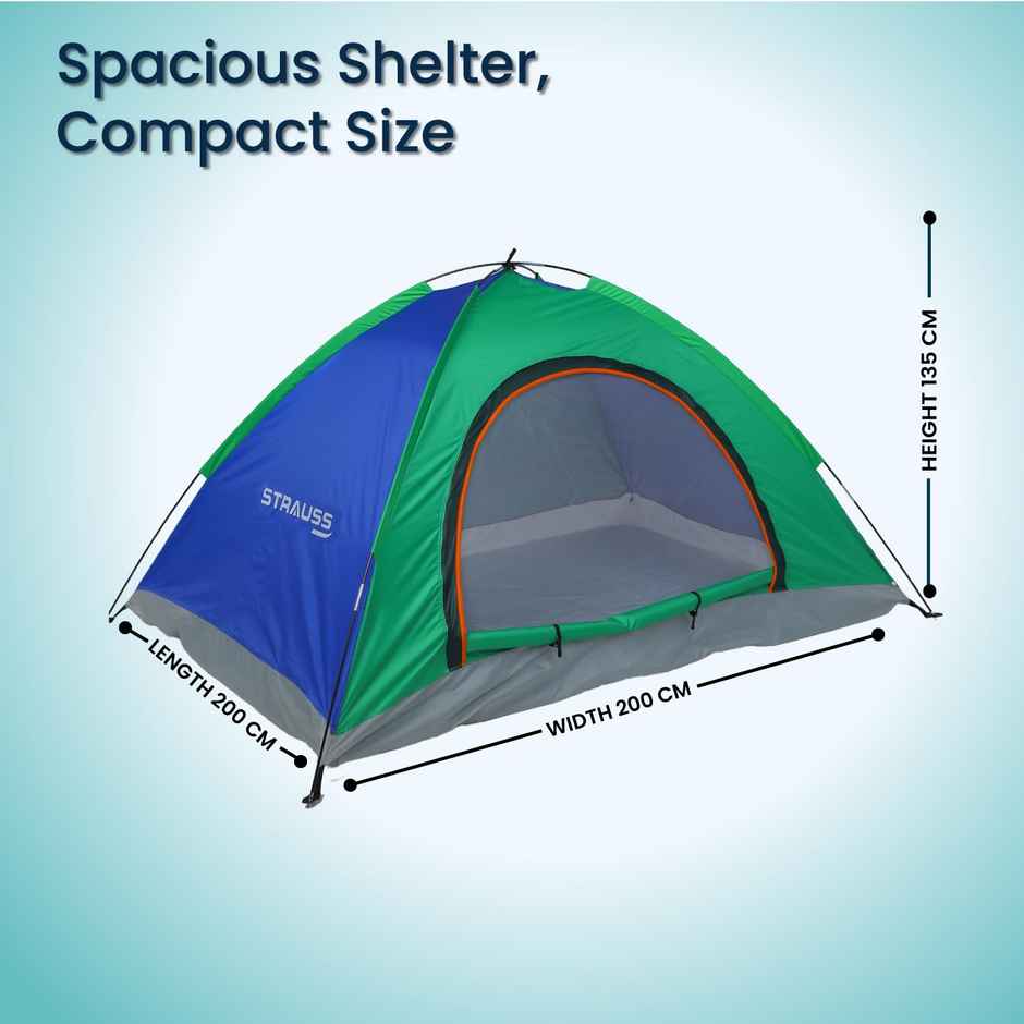 Strauss Portable Waterproof Camping Tent, 4 Persons (Multi Color)