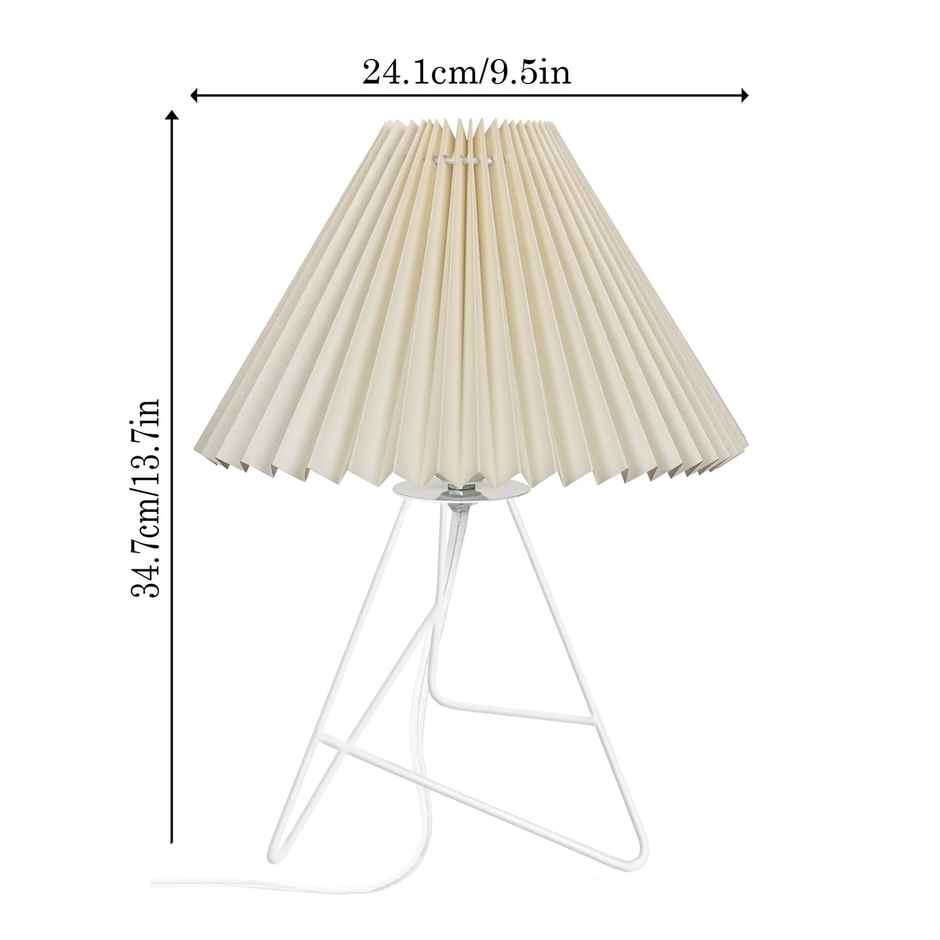 Homesake Retro Metal Table Lamp | Bedside Gift for Living Room & Home | Cream Pleated