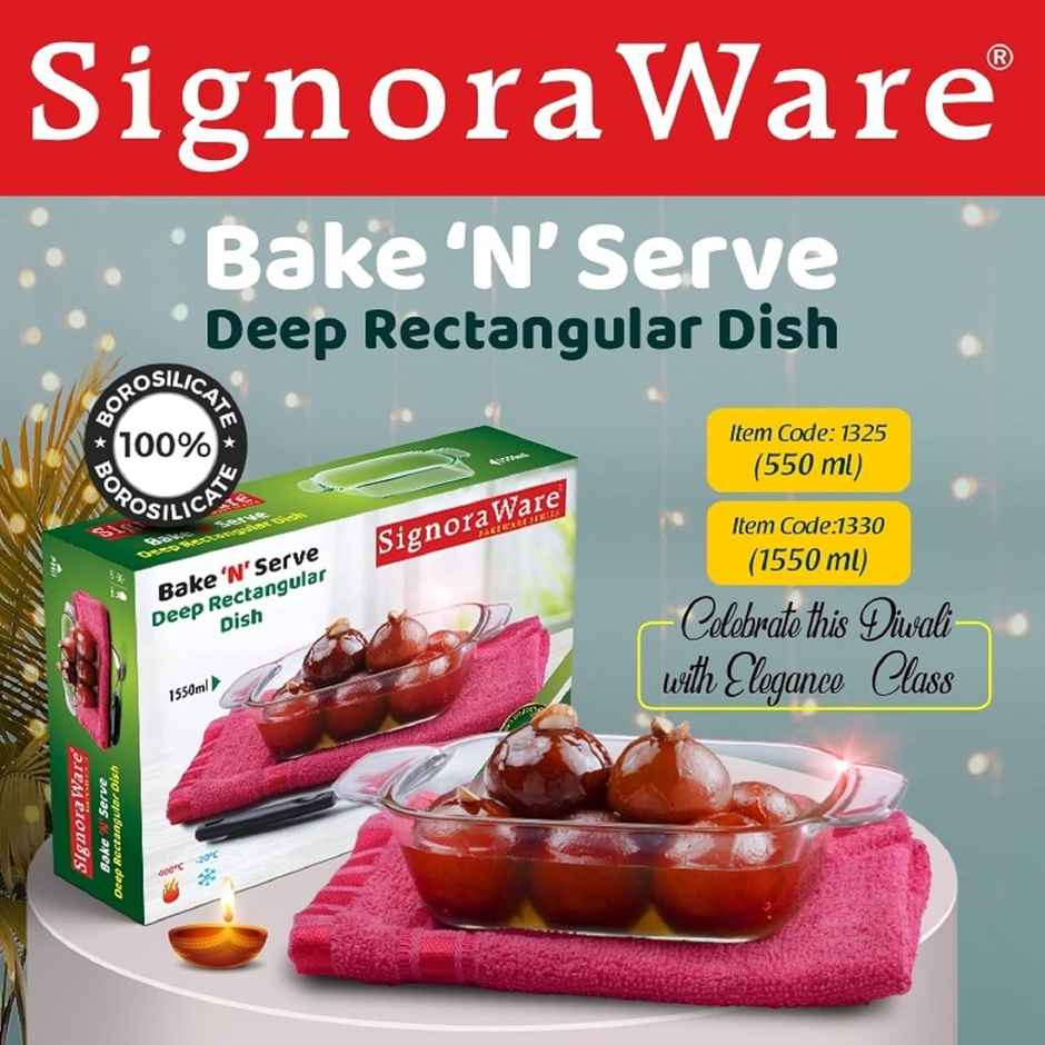 SignoraWare Bake 'N' Serve Deep Rect Dish 550 ml 1325Clear
