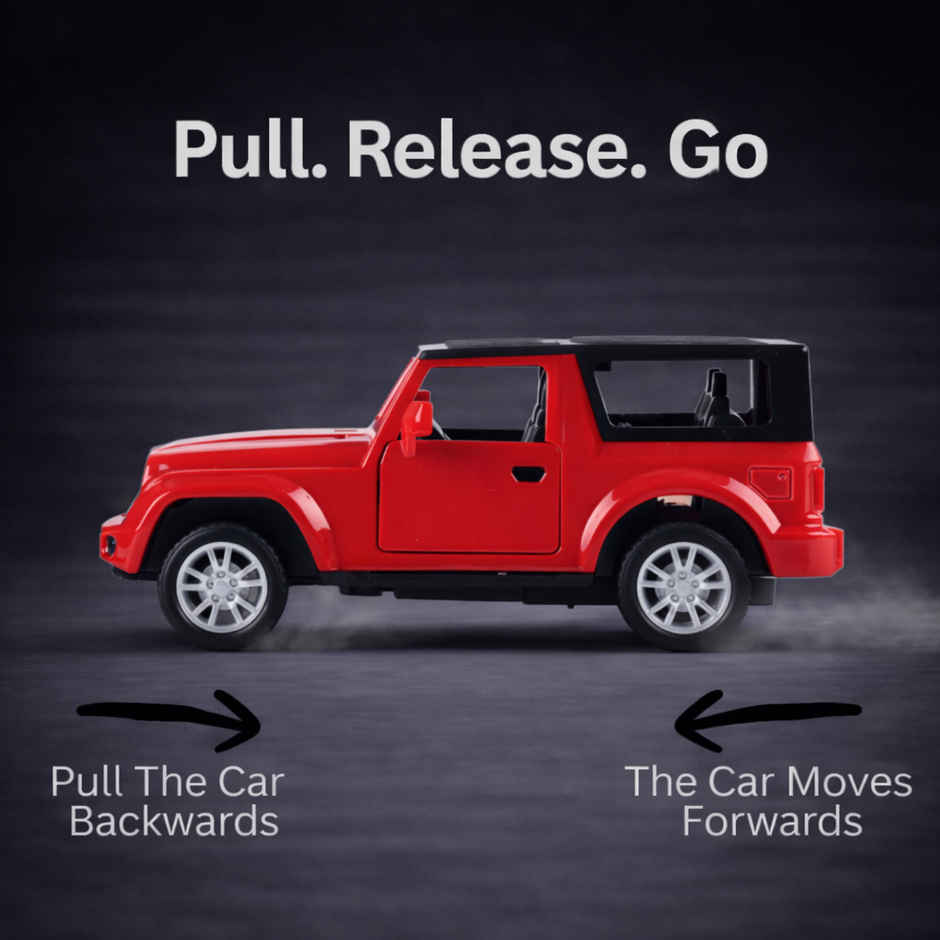 Race n Roll Light & Sound Off Roader Adventure Toy Car Pull back with Open Doors Tha Red