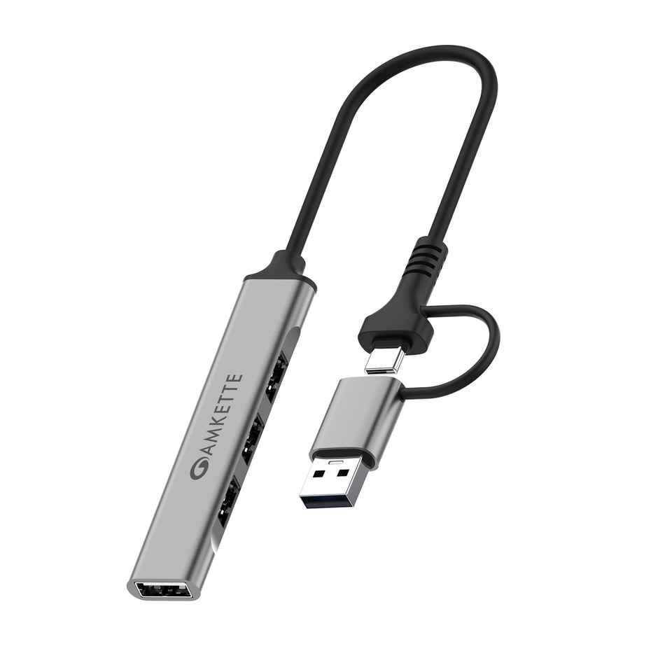 Amkette Usb A+C 4 Port Hybrid Usb 3.0 Hub - Grey