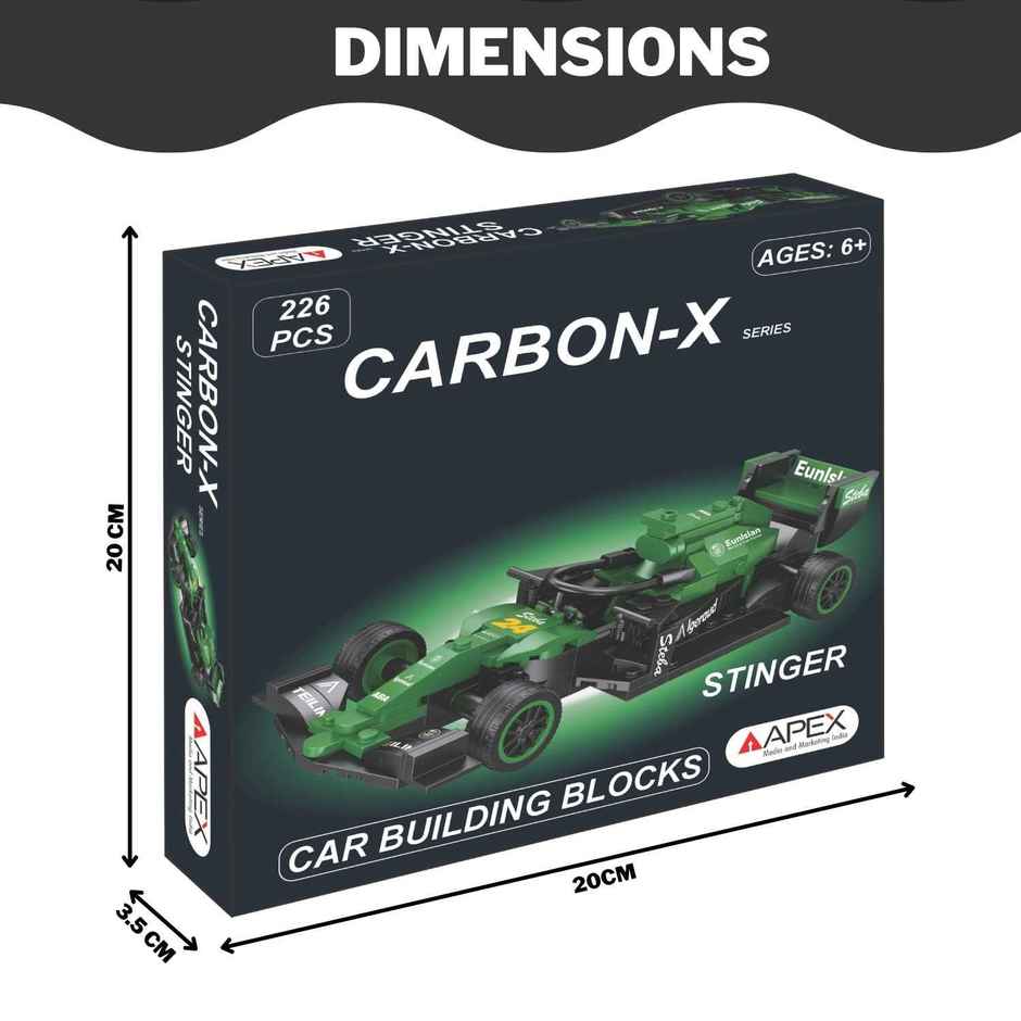 Apex Carbon-X Stinger F1 Building Blocks 226 Pieces | STEM Construction Toy