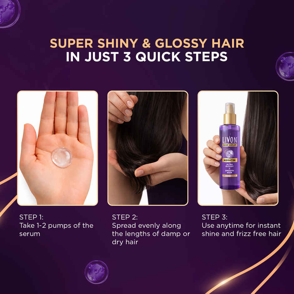 Livon Keratin Hair Serum for Women & Men | Ultra Glossy & Smooth Hair
