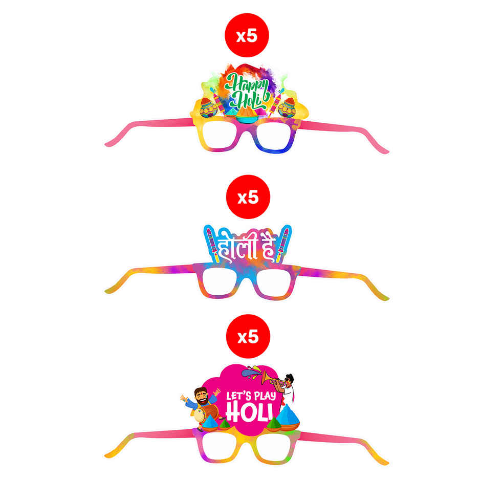 Holi Party Fancy Glasses Colorful Hair and Happy Holi Glasses | Party Propz