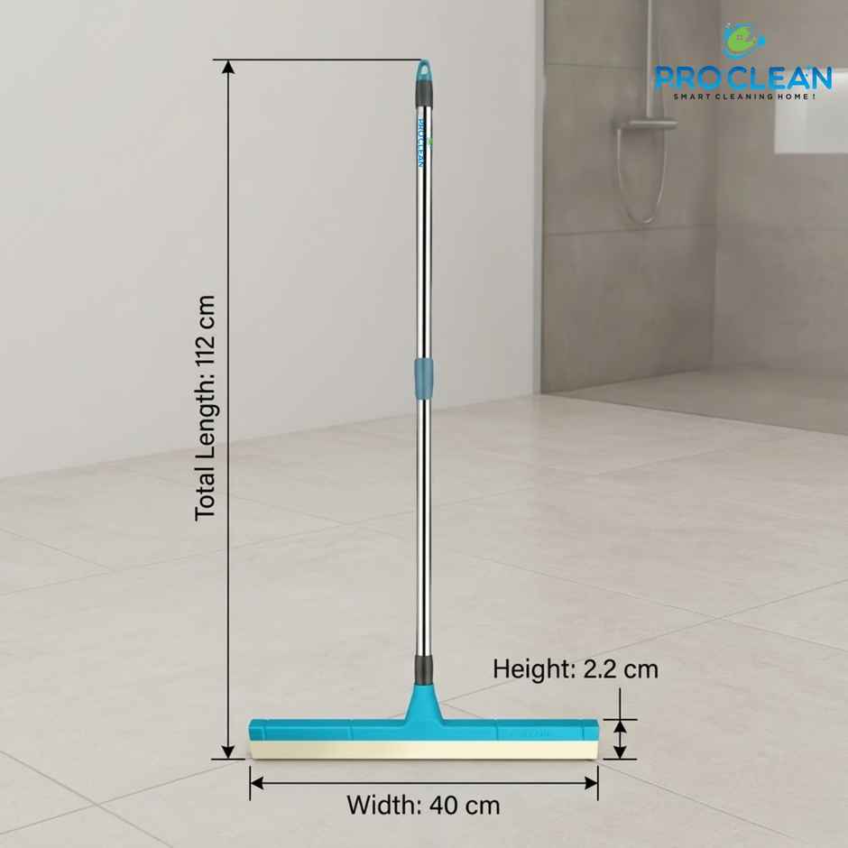 Proclean Floor Eva Wiper | 16 Inch | With SS Handle - 41 Inch | Green