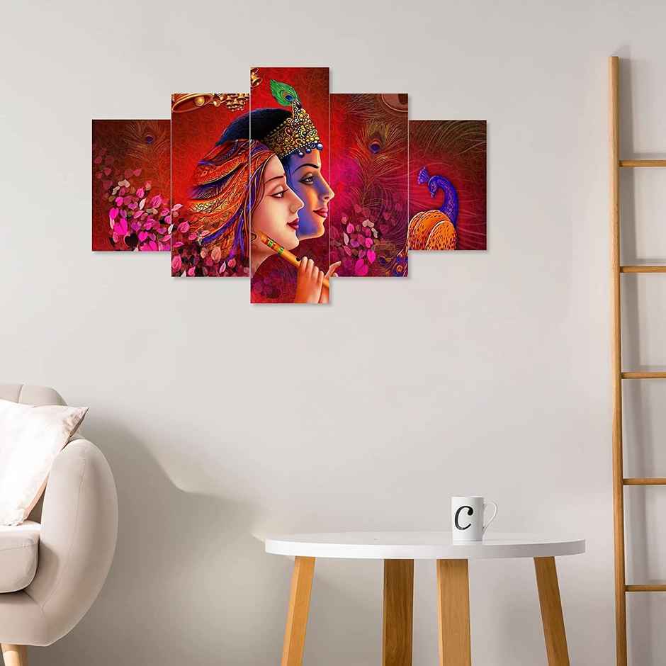 Perpetual Radha Krishna Wall Painting - Set of 5 - Wall Frames - 75 x 43 cm