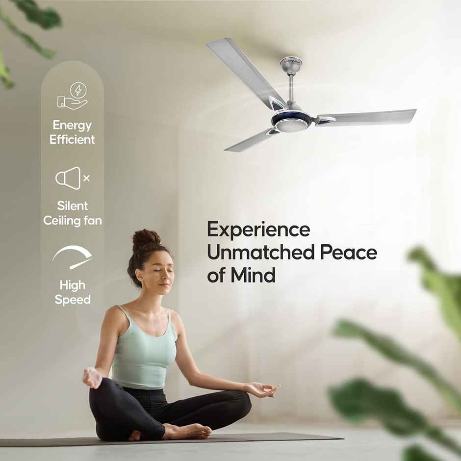 Longway Starlite-1 P1 Ceiling Fan, 1200mm/48 inch, Anti-Dust Decorative Star Rated, Silver Blue