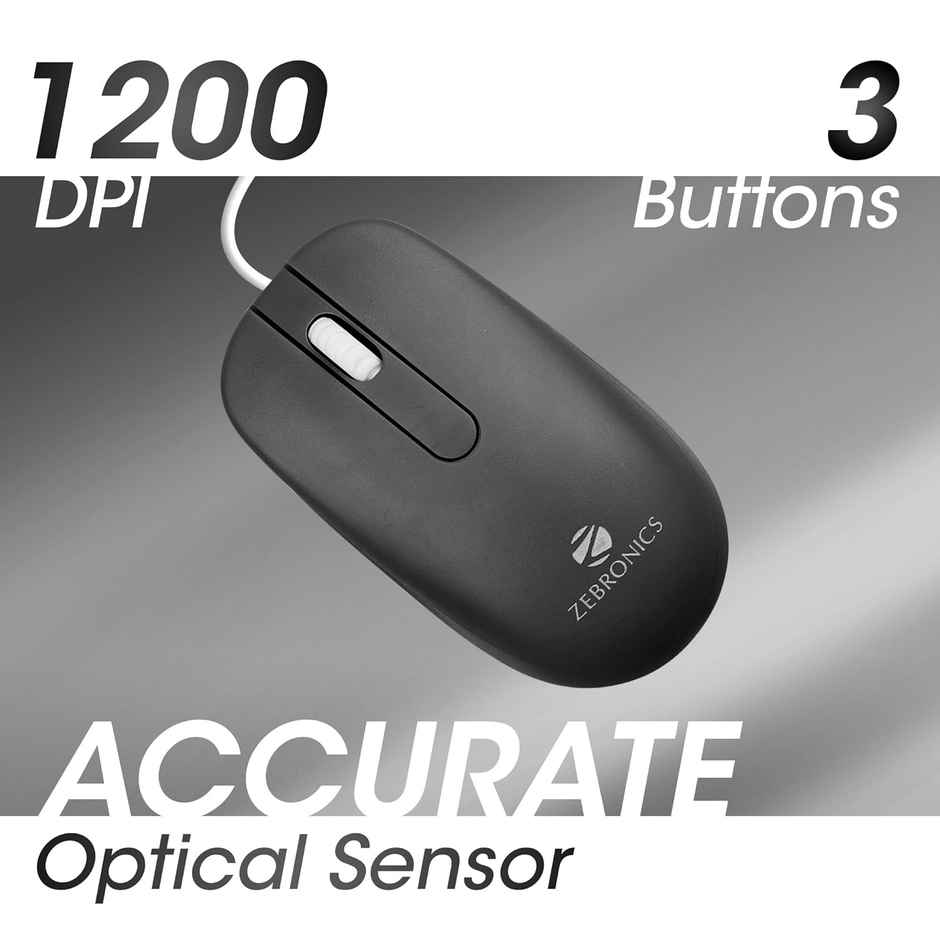 Zebronics Judwaa 541 Usb Keyboard and Mouse Combo for Computers & Laptops | 1200 Dpi | Black+white