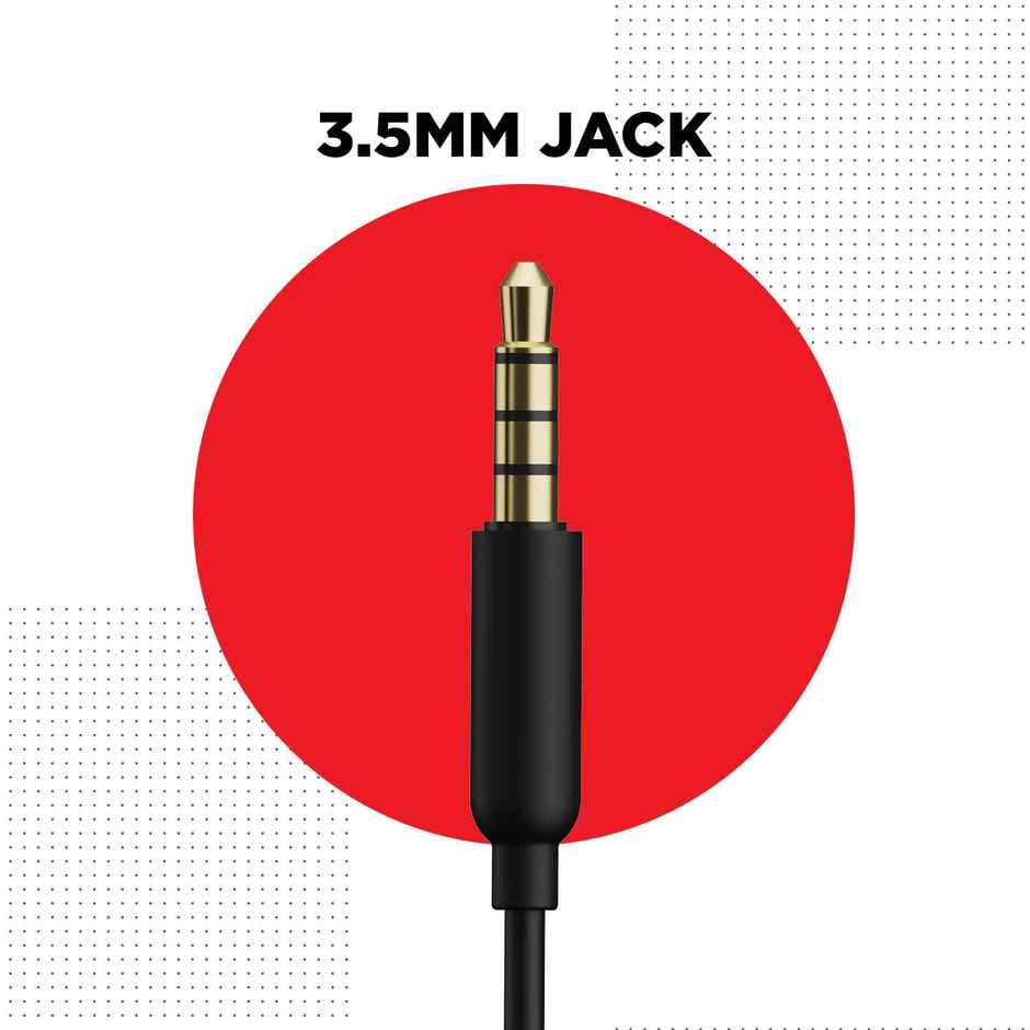 boAt Bassheads 104 Wired Earphones with 10 mm Drivers, Super Extra Bass & Mic (Black)