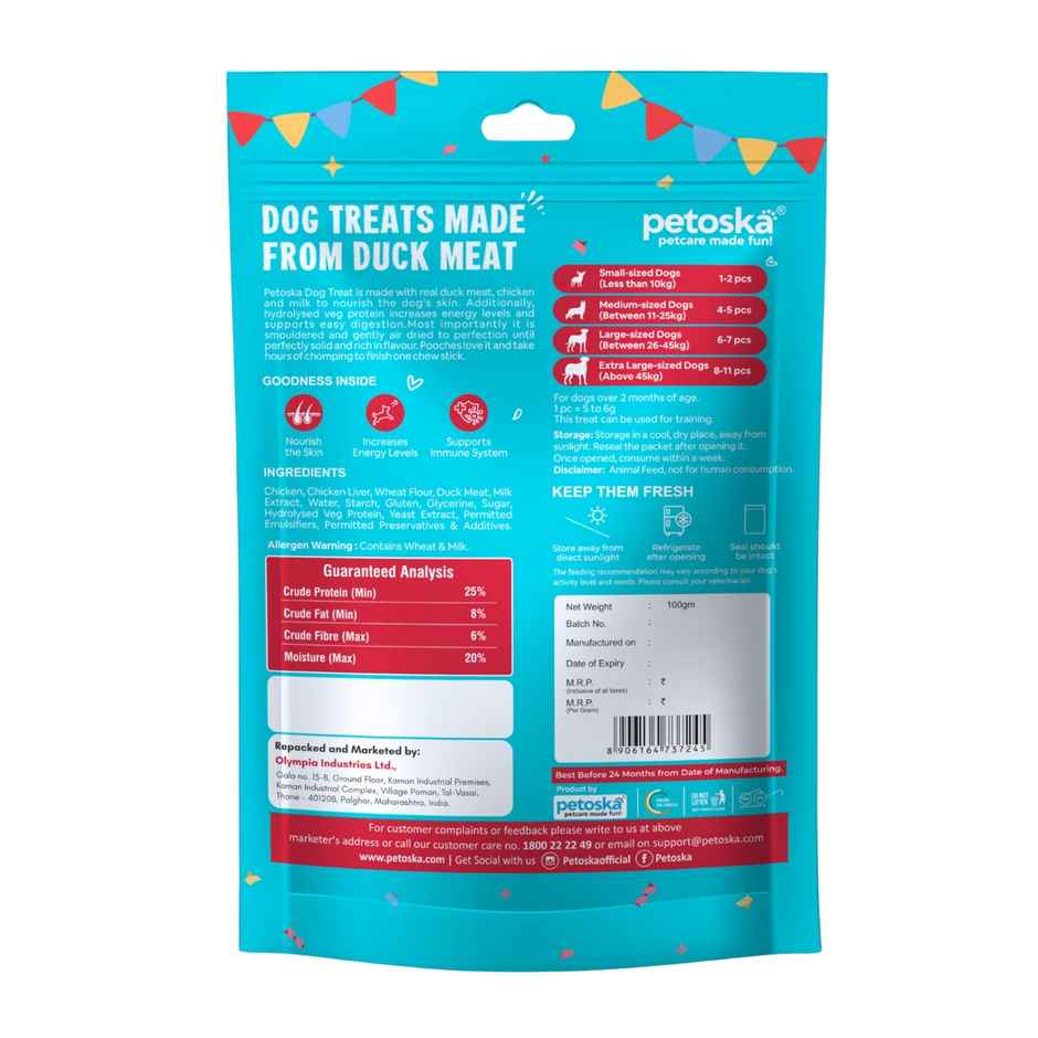 Petoska Dog Treats Duck Sticks