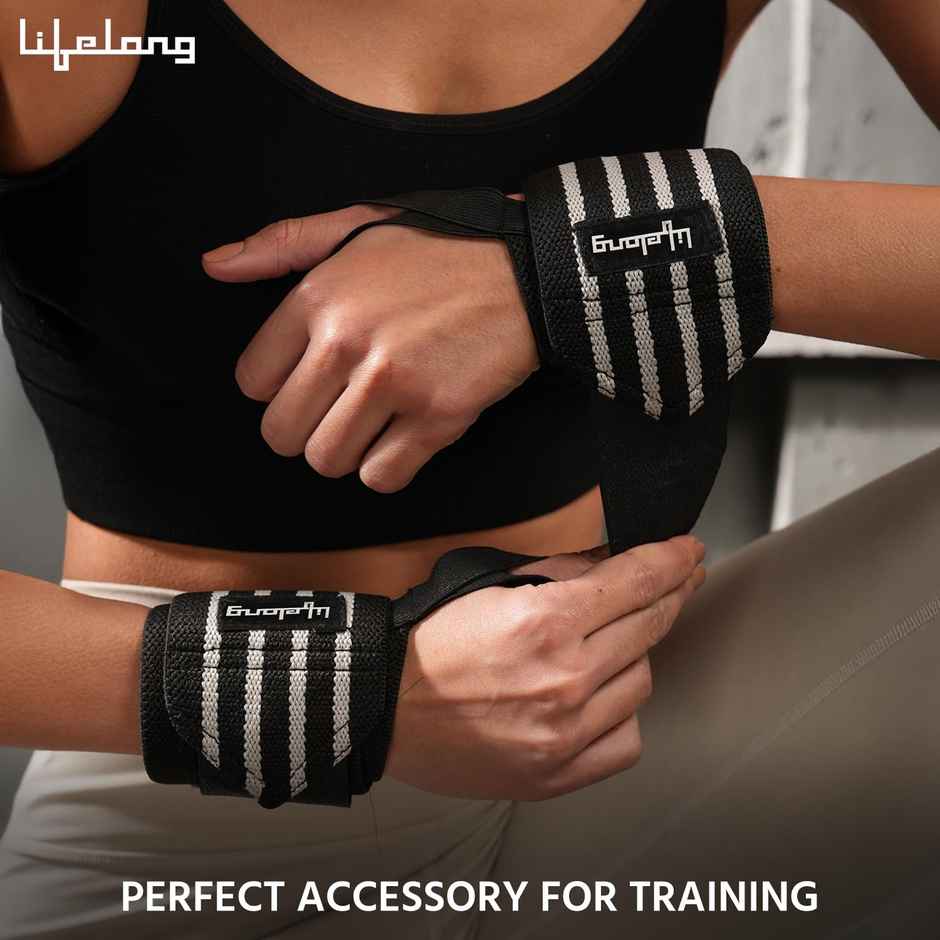Lifelong Wrist Supporter Gym Workout Band | Grey and Black