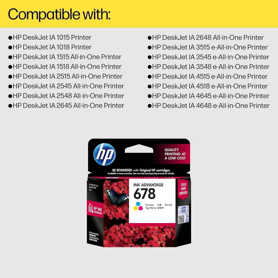 HP 678 Tri-color Ink Cartridge
