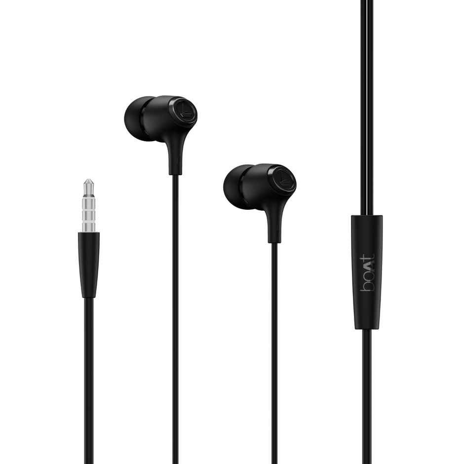 boAt Bassheads 95 Wired Earphones | 10mm Drivers | Signature Sound, In-line Mic | 3.5mm Jack | Black