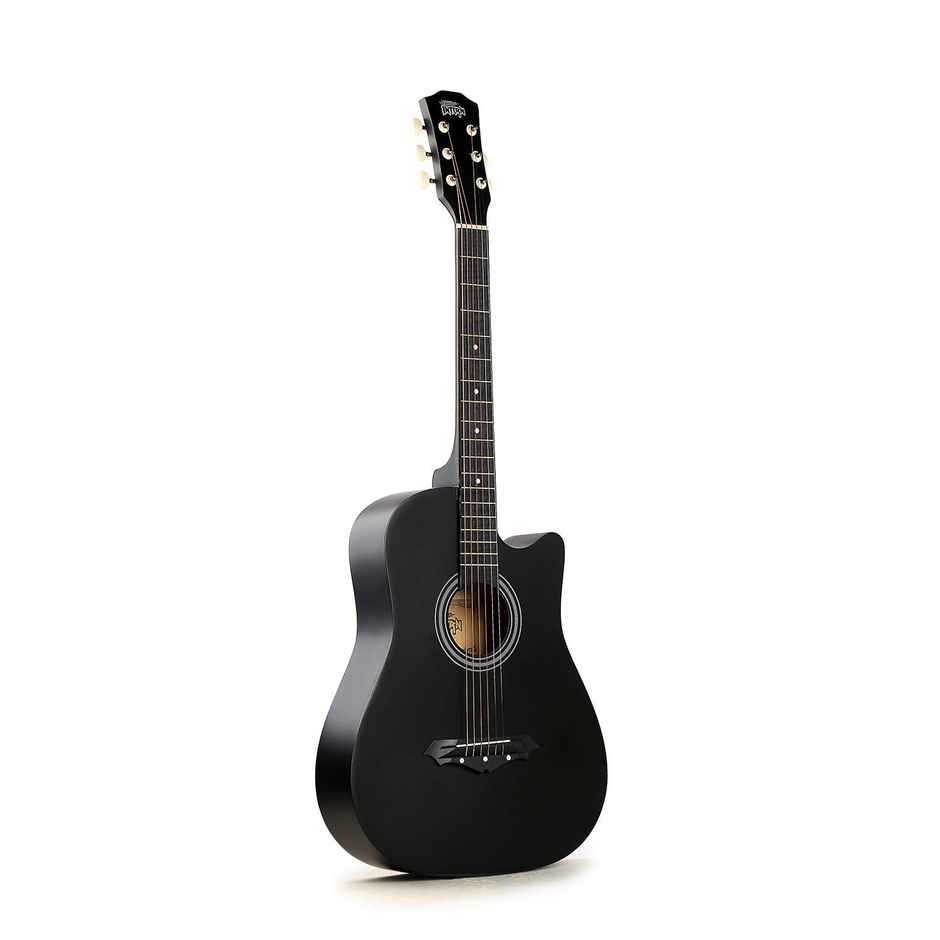 Intern Int-38C-Bk 38 Inch Right Hand Acoustic Guitar Kit, With Bag, Strings, Pick And Strap | Black