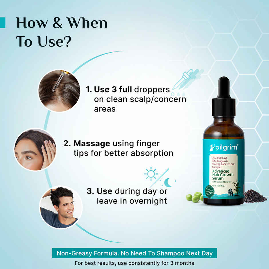 Pilgrim Redensyl & Anagain Advanced Hair Growth Serum, Controls Hairfall & Increase Hair Groeth