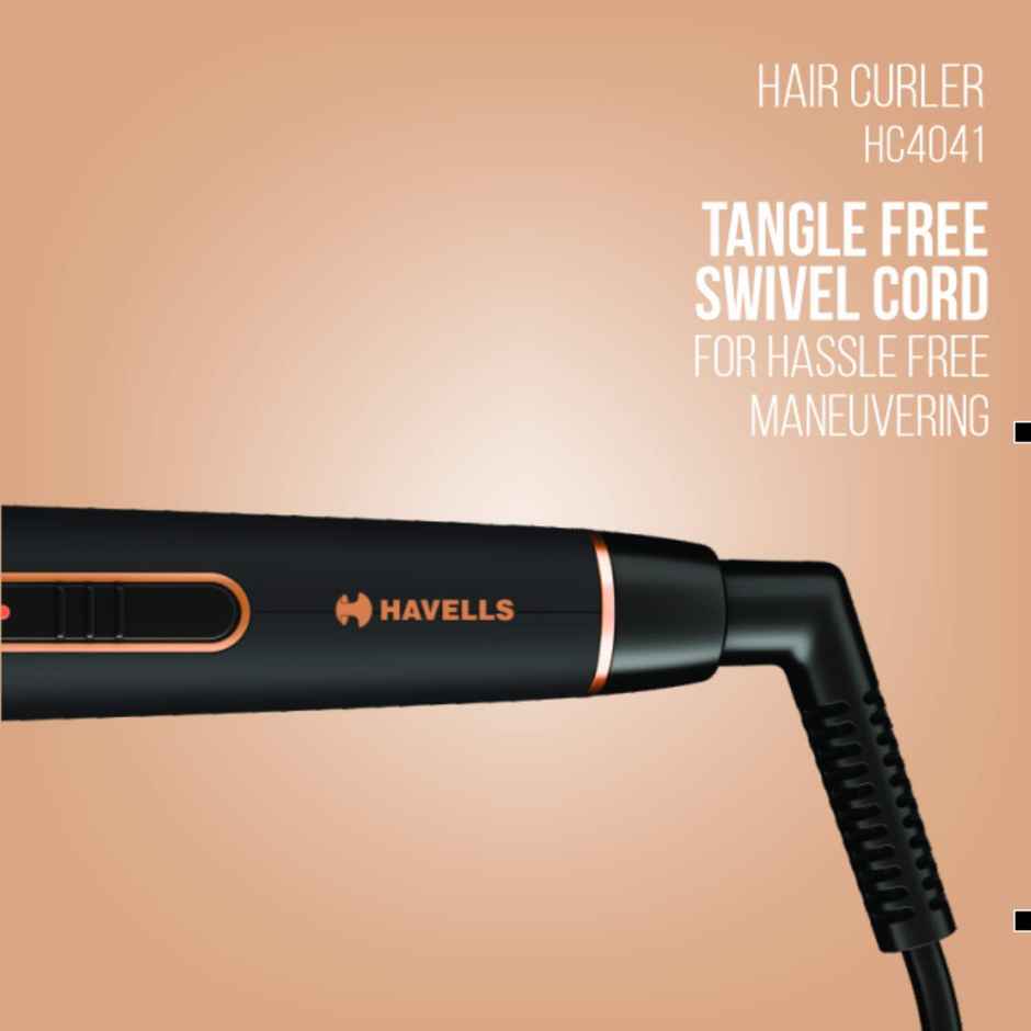 Havells HC4041 Hair Curler - Plastic | 50W | Corded Electric | Long Lasting Curls