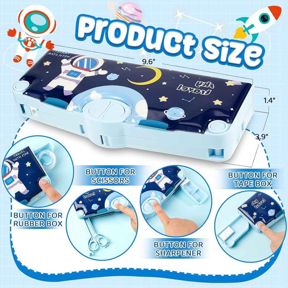 Chrome 7035 Magnetic Multifunctional Pencil Box For Kids (Design and Color May Vary)