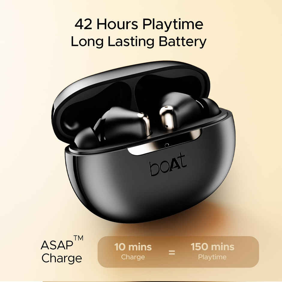 boAt Airdopes 141 ANC TWS Earbuds Active Noise Cancellation(32dB), 50ms Low Latency, 4Mics ENx,42Hrs Battery, Fast Charge,IPX5, v5.3 Bluetooth TWS in Ear Earbuds Wireless Earphones with mic - Gunmetal Black