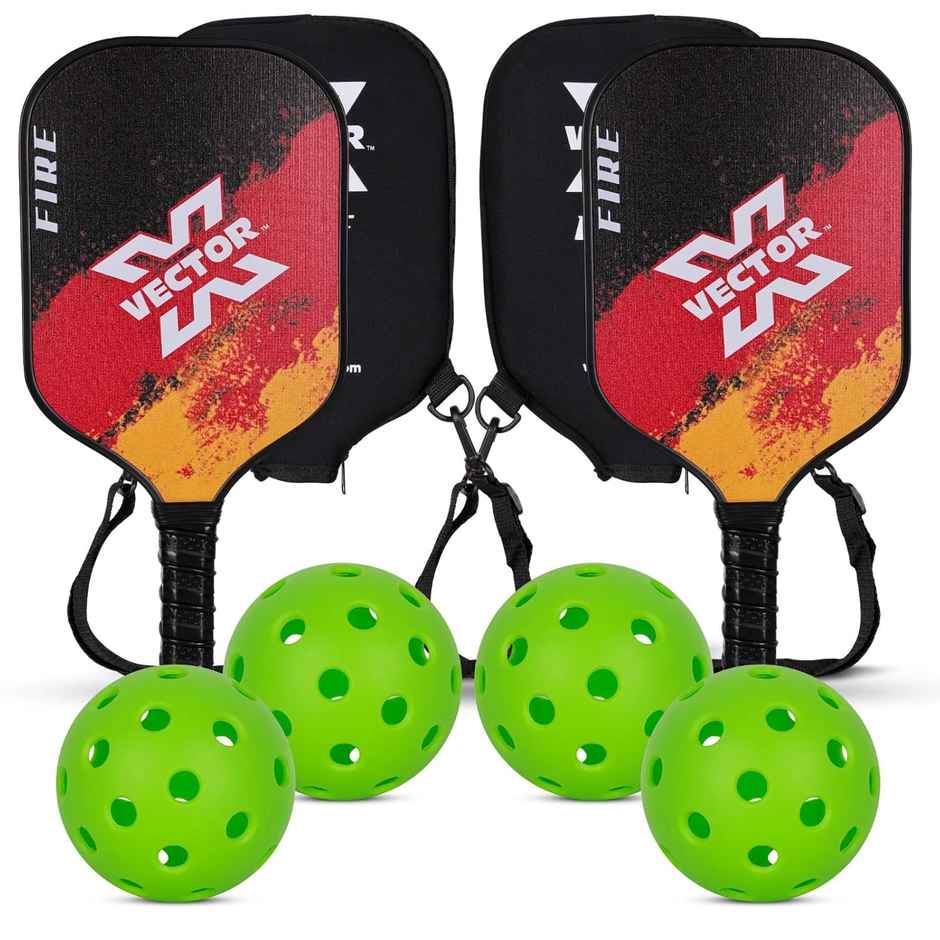 Vector X FIRE Pickleball Set | 2 Pickle Rackets + 4 Pickle Balls