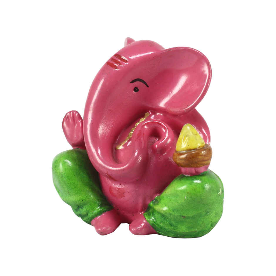 Pink Green Resin Lord Ganesha Idol | eCraftIndia