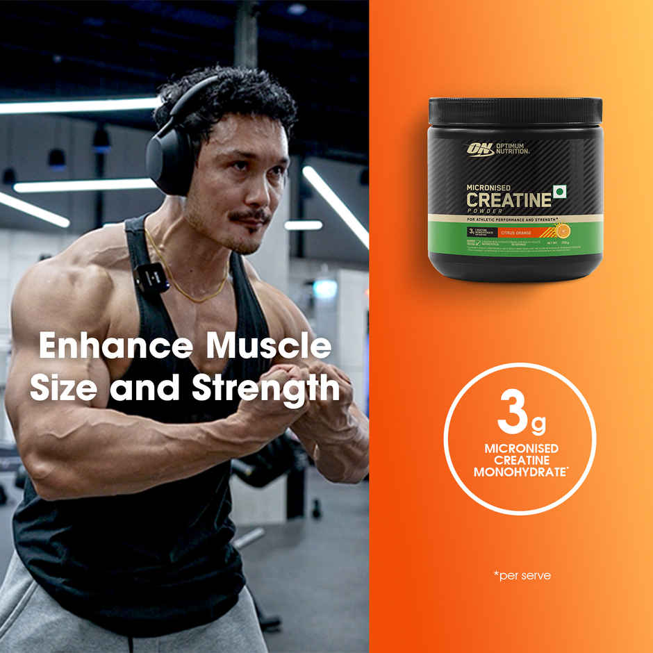 Optimum Nutrition Micronized Creatine Powder | 65 Serves Citrus Orange 3 G