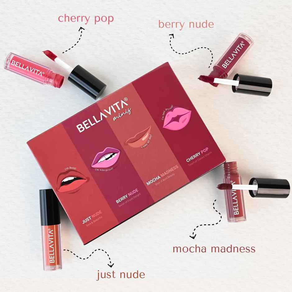 Bella Vita Mini Kiss Proof Liquid Lipsticks Set of 4 Gift Box