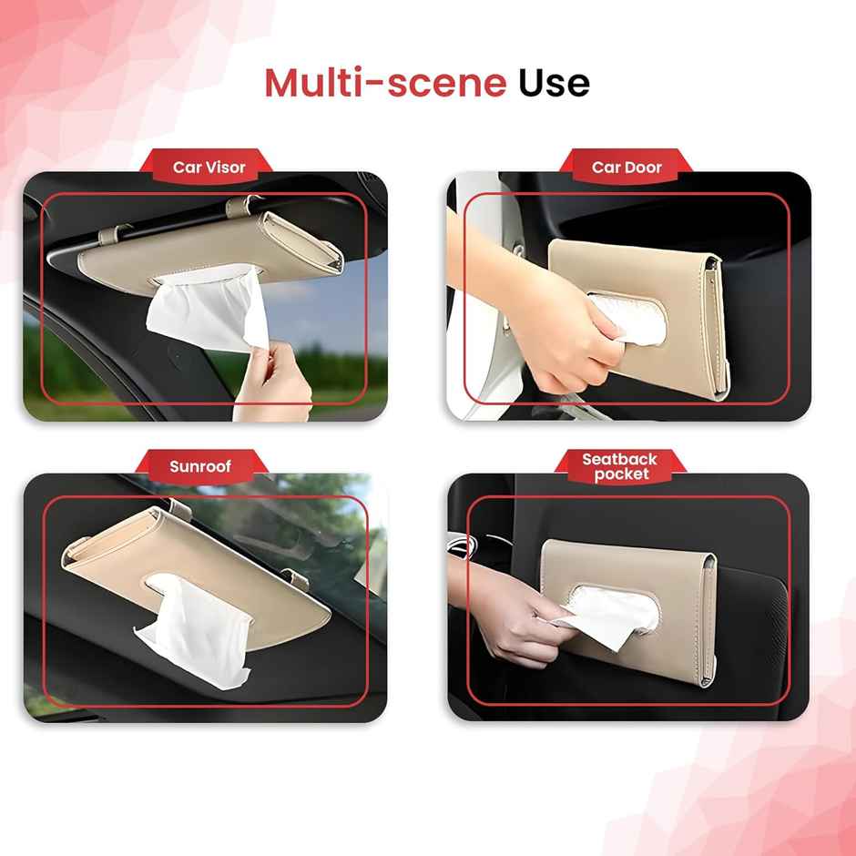 Autoguys Universal Tissue Holder For Car With 1 Set Tissues Included - Beige