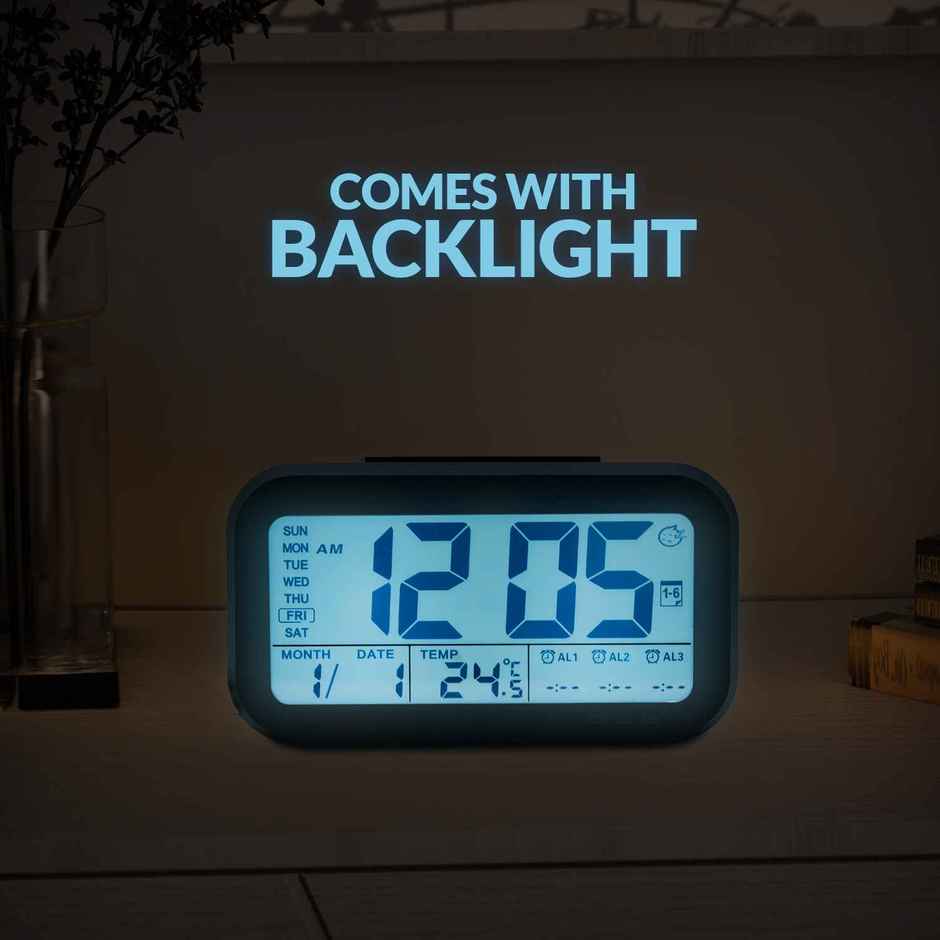 Urbanfix Bulfyss USB Rechargeable Digital Alarm Clock, Date, Temperature, Backlight LCD Display