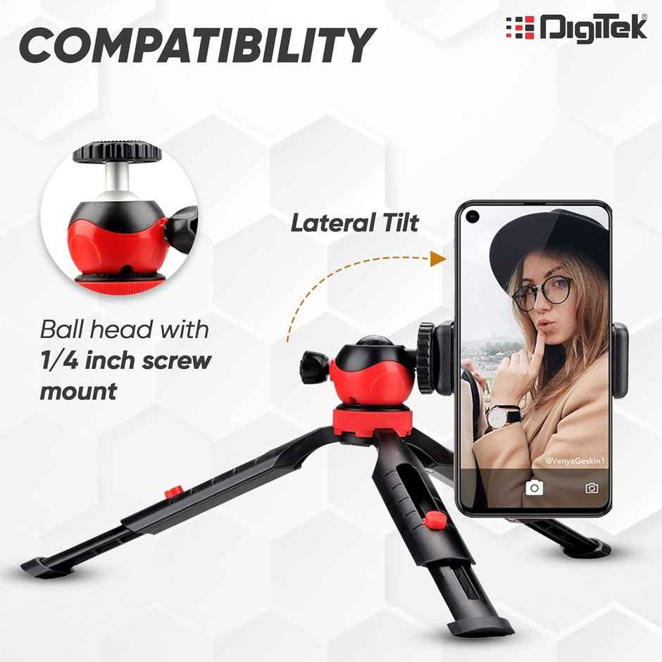 Digitek Dtr-200Mt 18Cm Flexible & Portable Mini Tripod With Smartphone Holder & 360� Ball Head