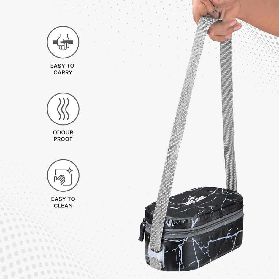 Milton Executive Lunch Box, 2 Round Containers, 280 Ml Each, 1 Oval Container, 450 Ml, Black