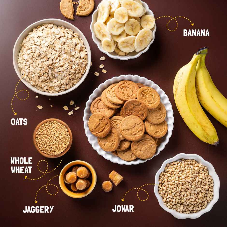 Slurrp Farm No Maida No Palm Oil Banana Oat Cookies | Yummy Biscuits For Kids (1pc) & Slurrp Farm No Maida No Palm Oil Choco Ragi Cookies | Yummy Biscuits For Kids (1pc) Combo    