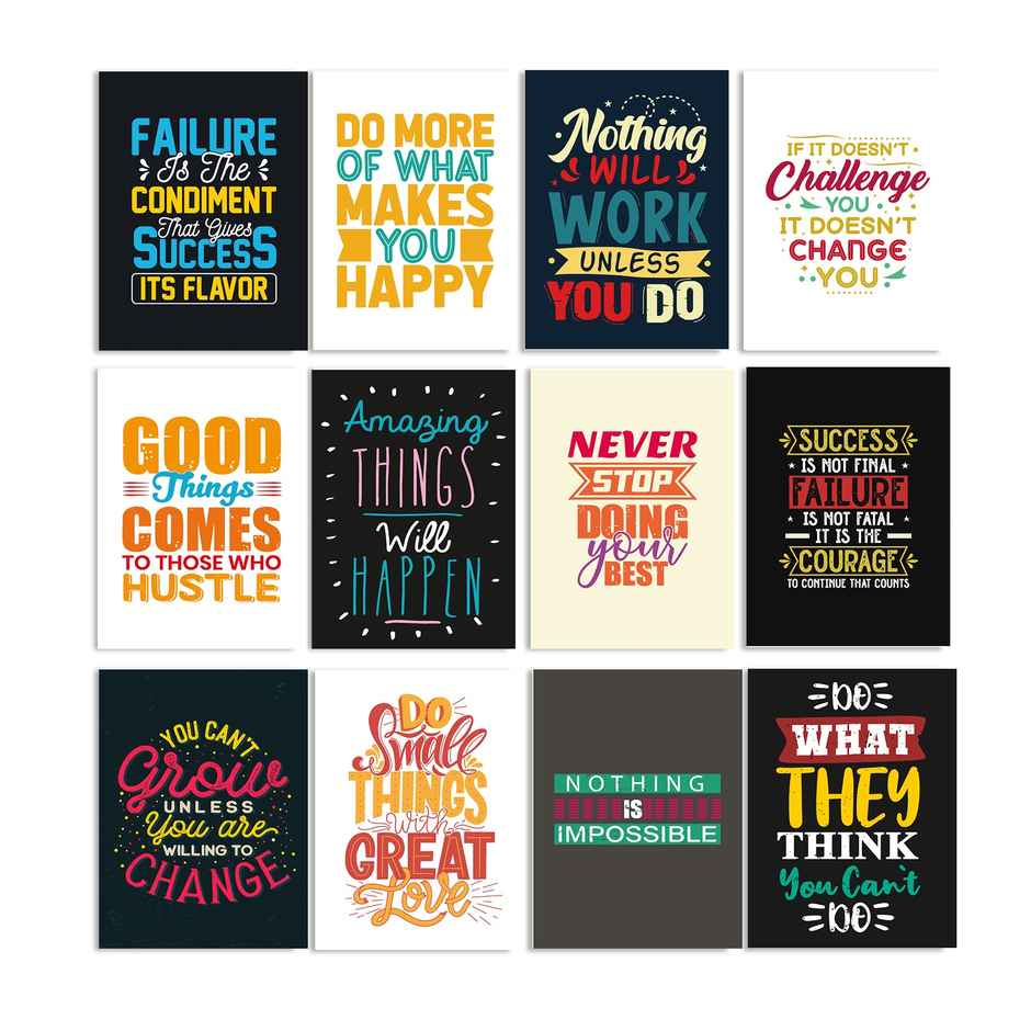 Paper Plane Design Motivational Wall Posters | Set of 12 | (29 cm x 21 cm) D38