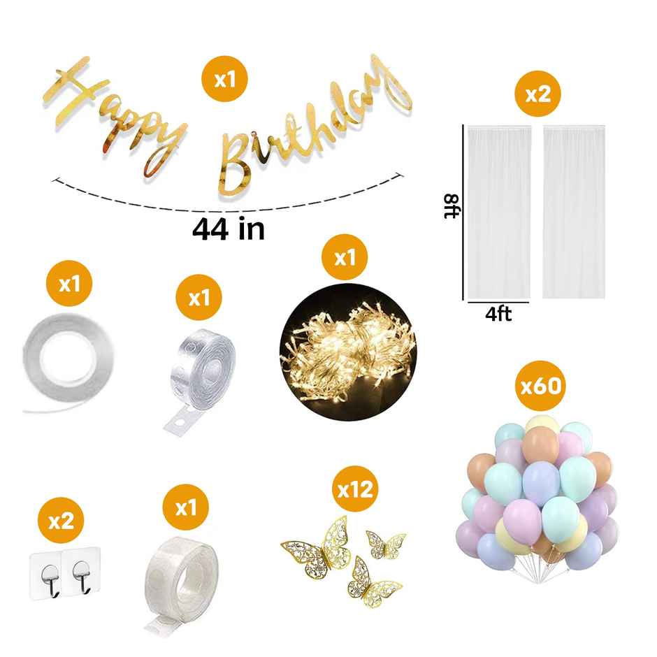 Rainbow Theme Birthday Decorations | Pack Of 81 | Party Propz