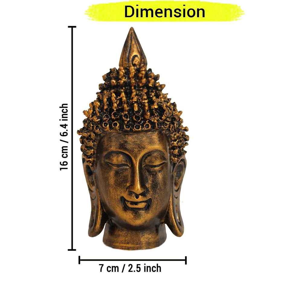 Tied Ribbons Buddha Head Statue Idol Showpiece (16 Cm)