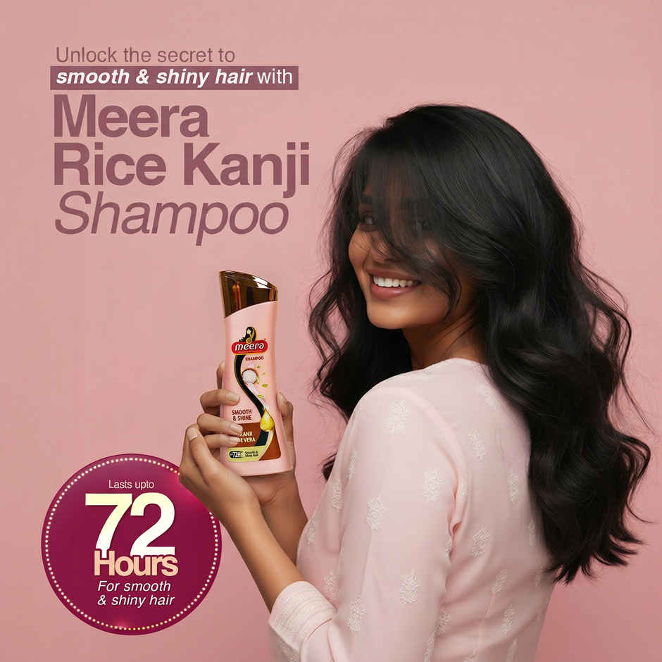 Meera Smooth & Shine Shampoo with Rice Kanji & Aloe Vera | Up to 72 Hours Smooth & Shiny Hair