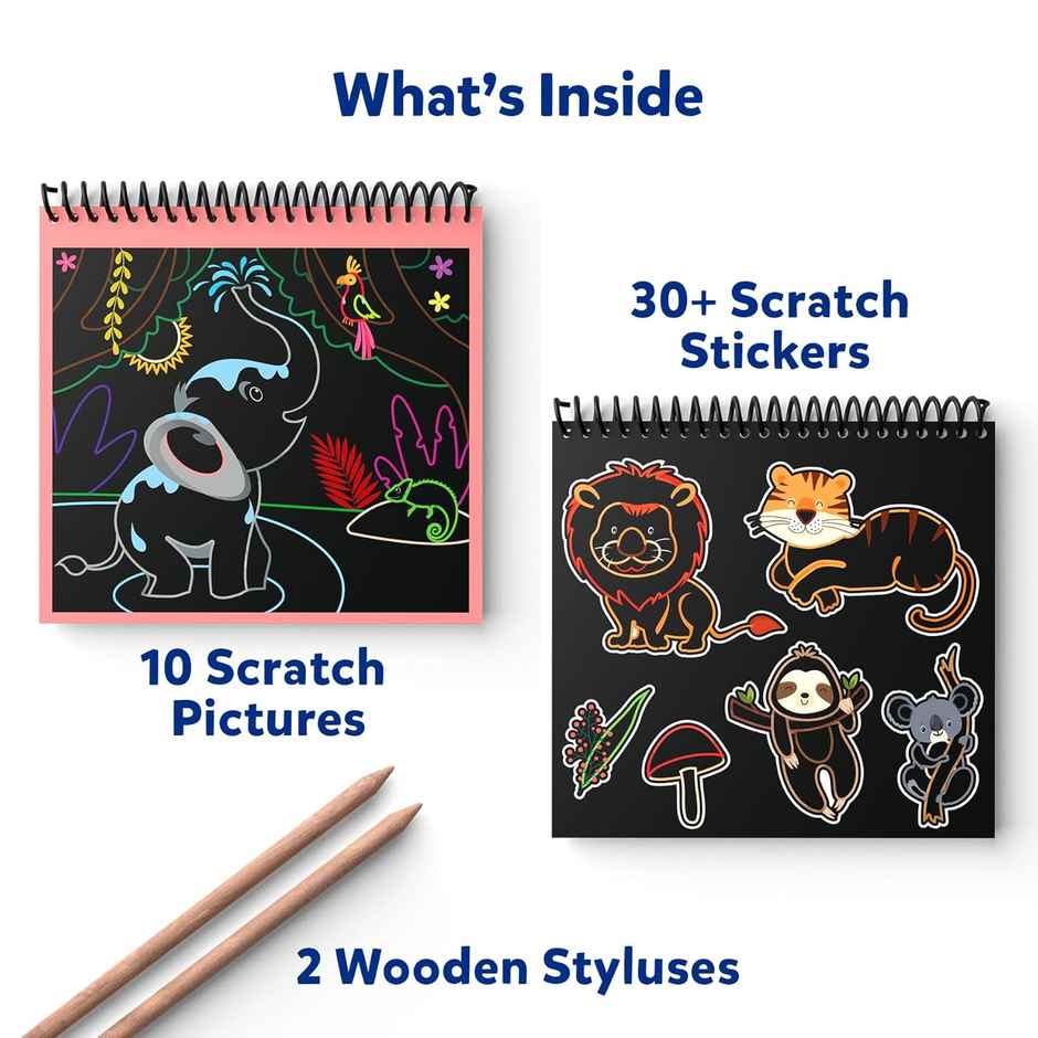 Skillmatics Paper Magical Scratch Art Book For Kids - Animals