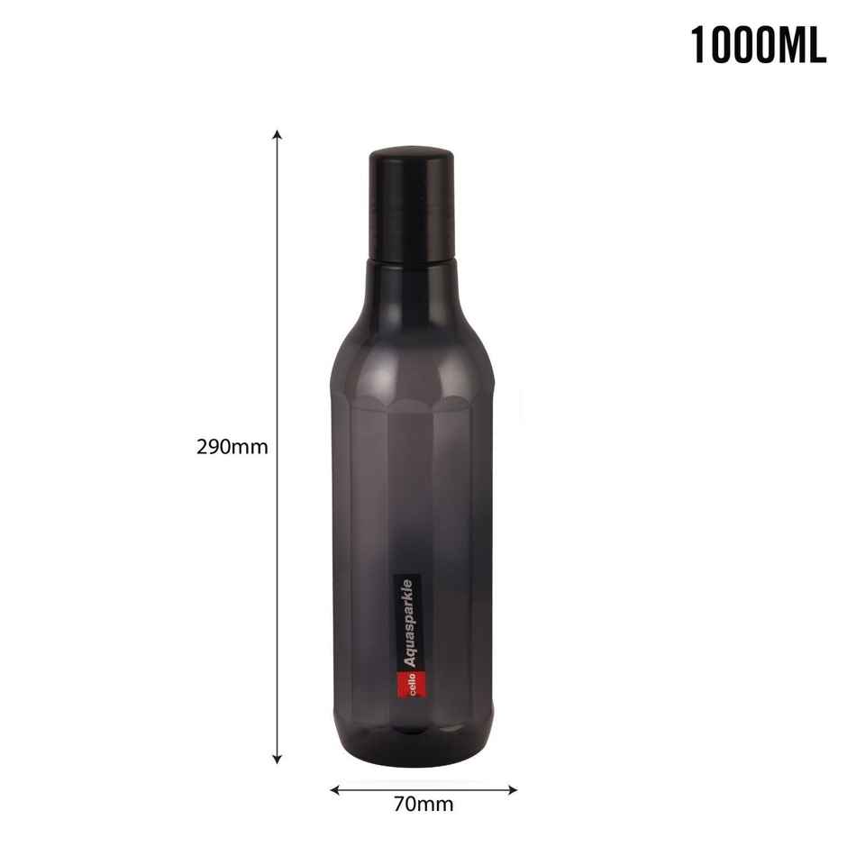 Cello Plastic Aqua Sparkle Water Bottle, 100% Food Grade, Leak Proof and Break Proof | Black - 1 L