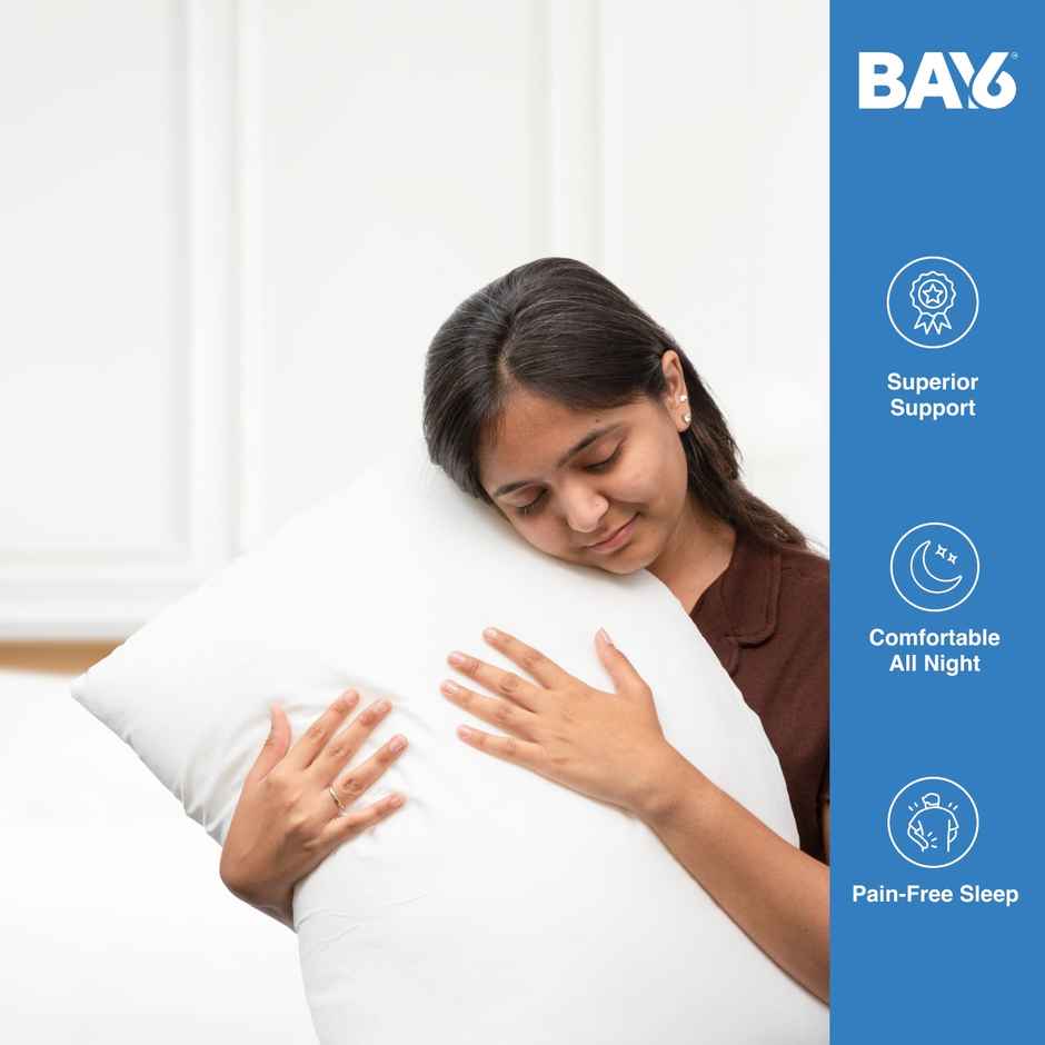 BAY6 Poly Fill Fiber Pillow | 60 x 40 cm | Set Of 2 - White