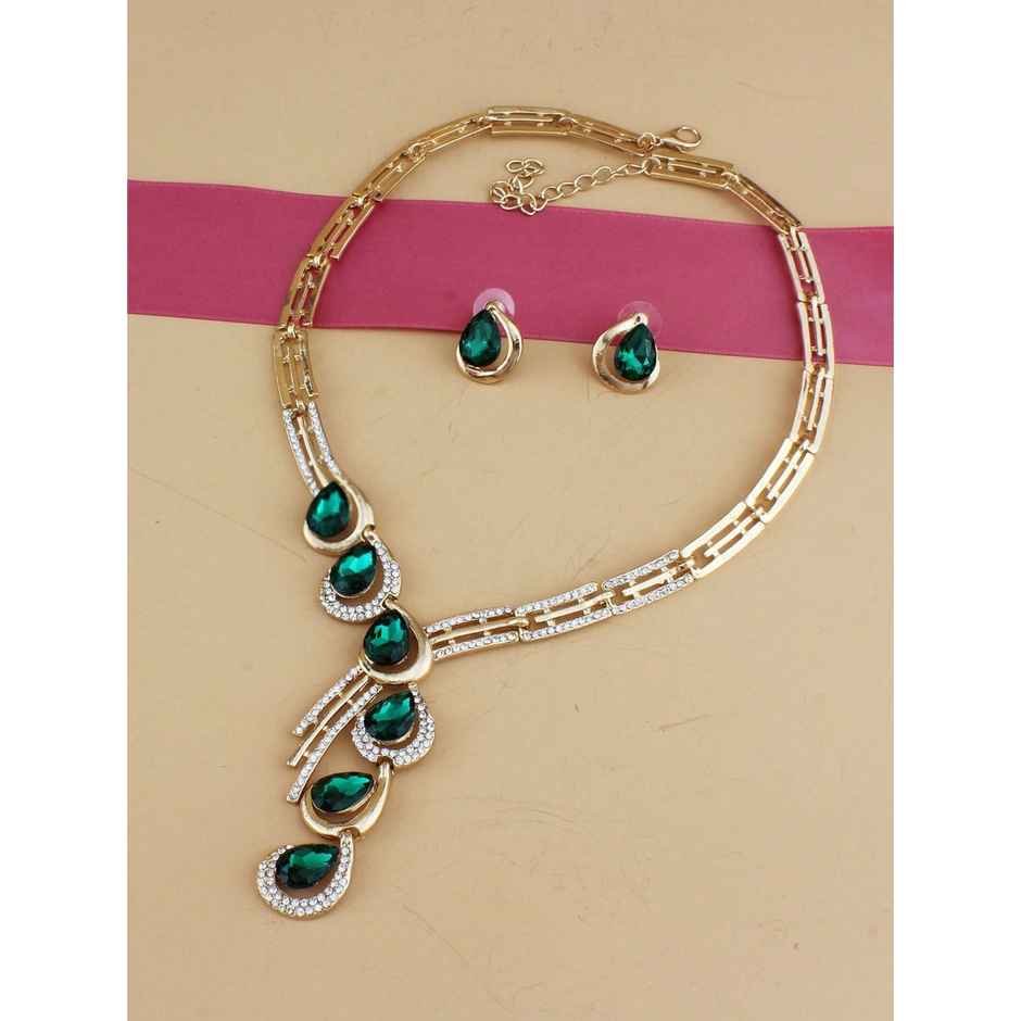 Shining Diva Fashion Latest Stylish Design Fancy Crystal Necklace Jewellery Set for Women | 12079s