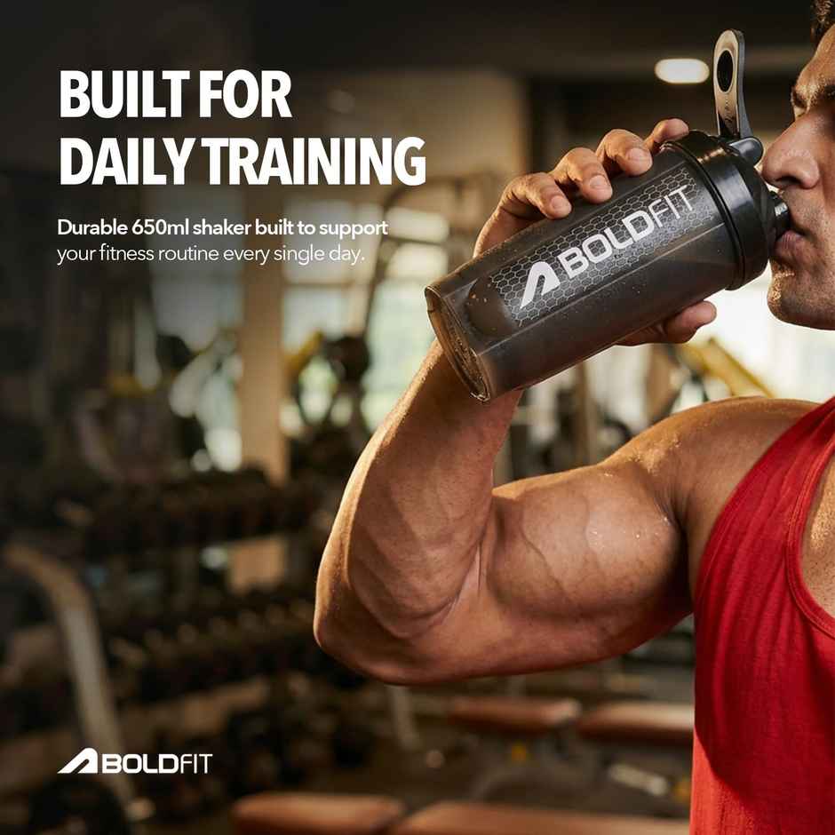 Boldfit Gym Typhoon Shaker Bottle | 700 ml | 100% Leakproof | Black