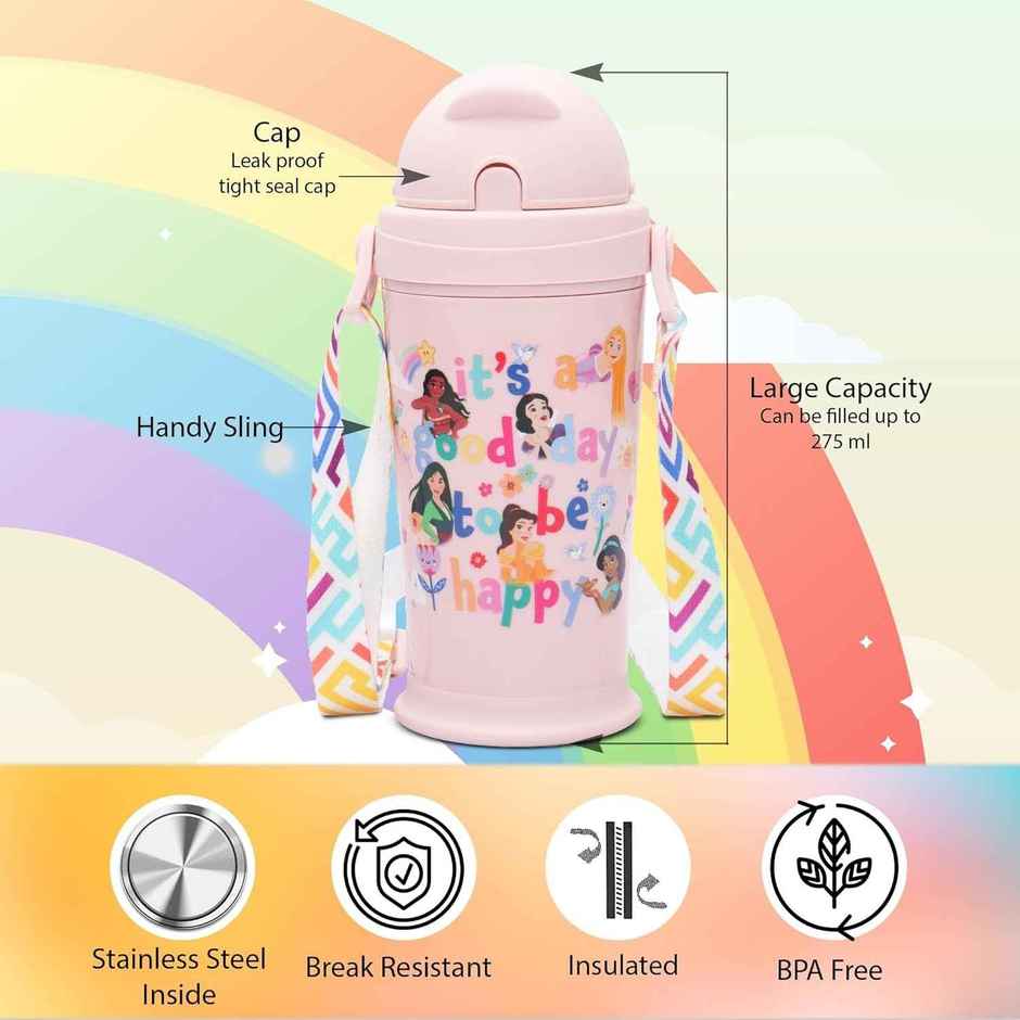Jaypee Zippy Pro Stainless Steel Insulated Sipper Disney Character Printed Bottle For Kids | Pink