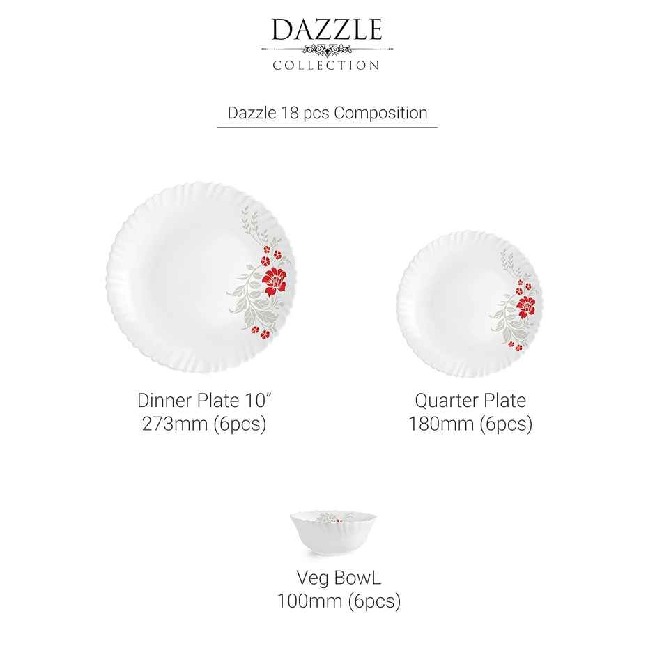 Cello Opalware Dazzle Series Scarlet Bliss Dinner Set, 18 Units