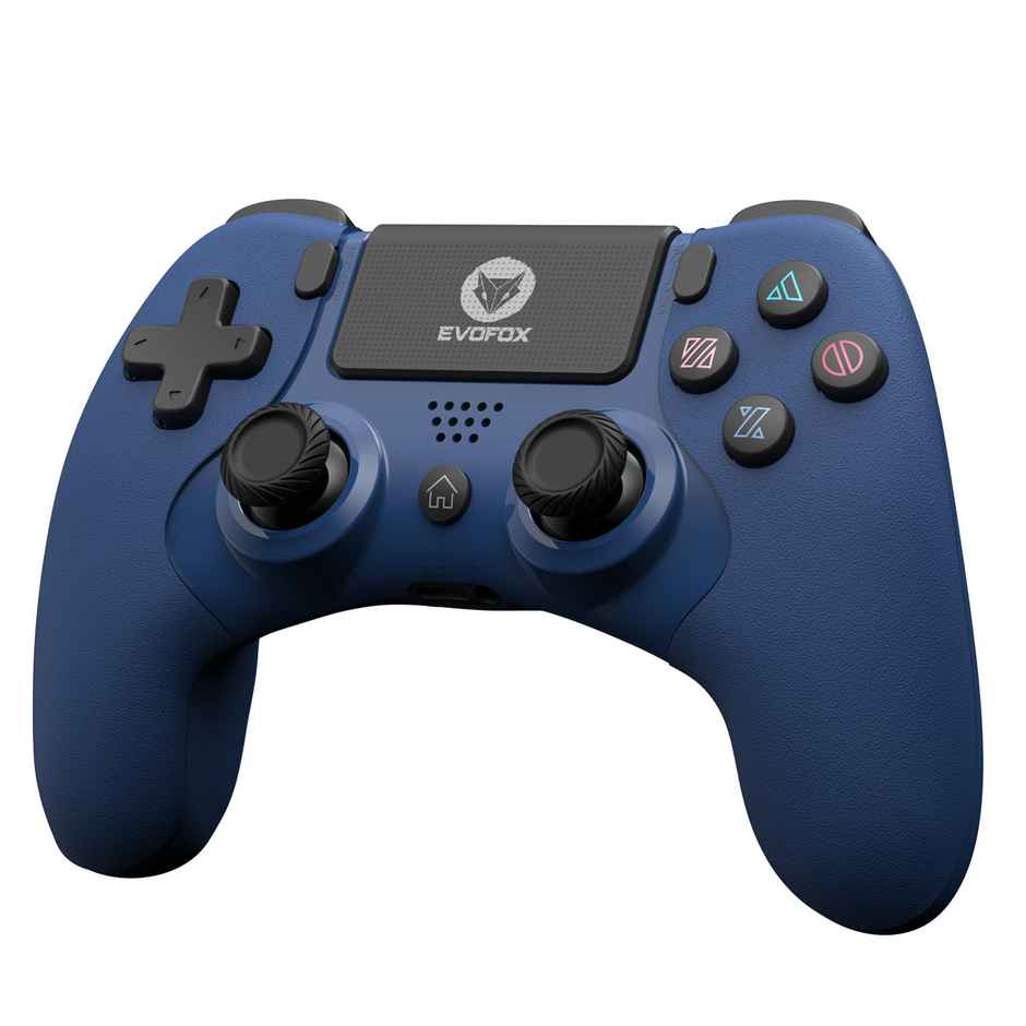 EvoFox Elite Play ps4 controller dualshock 4, iPad & iPhones | Bluetooth 5 | Dual Vibration | 6 Axis Gyro Sensor | 10 Hours of Game Play | Touch Panel | Built in Speaker | 3.5 mm Headset Port - Blue
