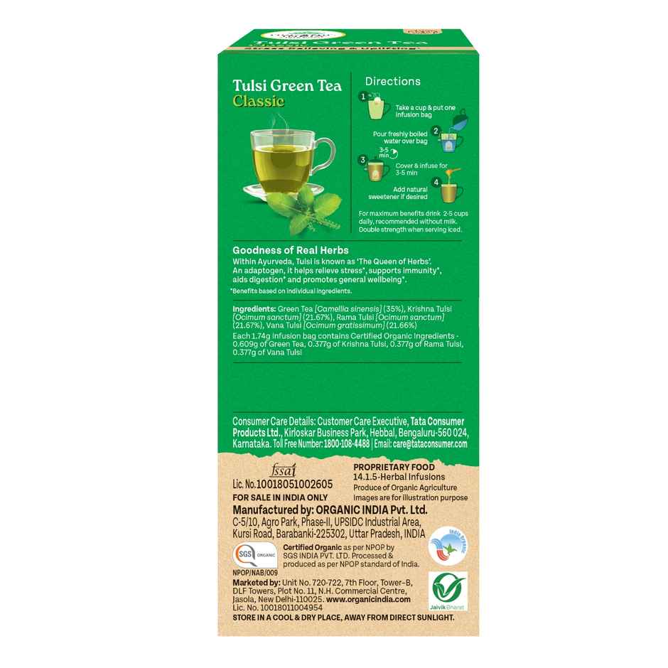 Organic India Tulsi Green Tea Classic Herbal Infusion Bags