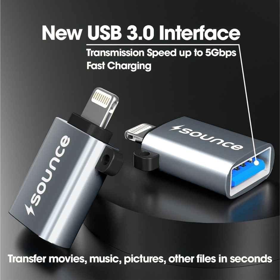 Sounce USB OTG for iPhone-iPad | Lightning OTG Pendrive Connector Compatible with Only iOS Devices | Does Not Support Type-C Devices